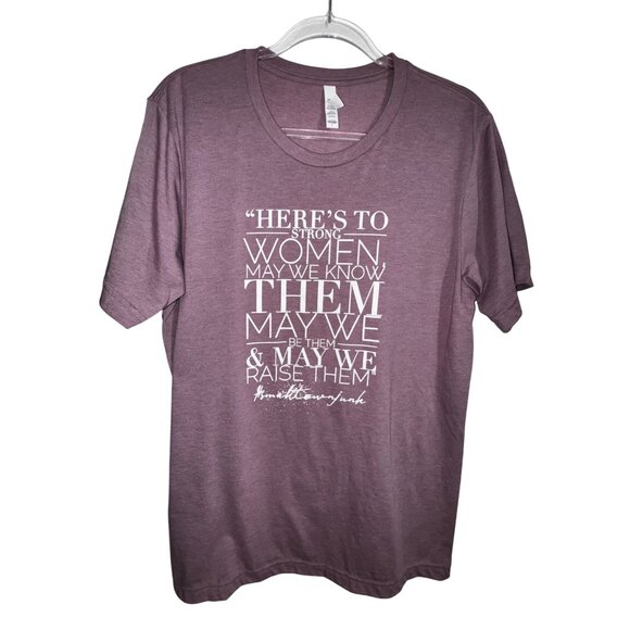 Bella+Canvas Womens Graphic Tee "Here's To Strong Women" Large Purple White Cute - Picture 1 of 7